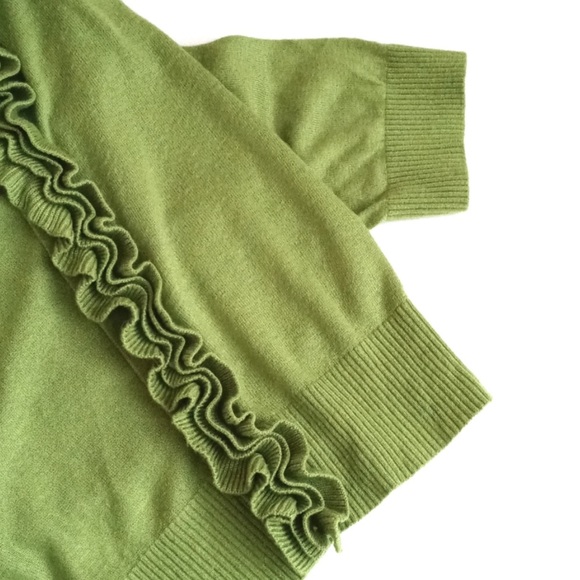 Apostrophe Women's Lime Green Long Sleeve Cardigan Dainty Nylon Blend Sweater L - Picture 6 of 9